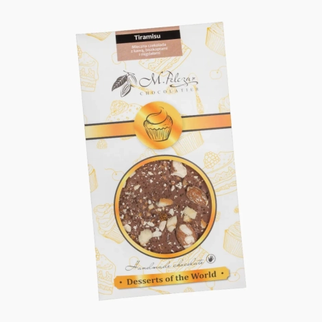 Tiramisu - mleczna czekolada z kawą, biszkoptami i migdałami